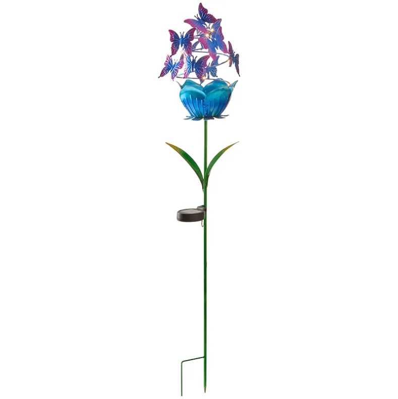 Solar Powered Flower Garden Stake with Butterflies
