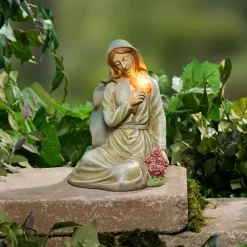 Solar Saint Statues – Mary with Cross and St. Francis with Lantern