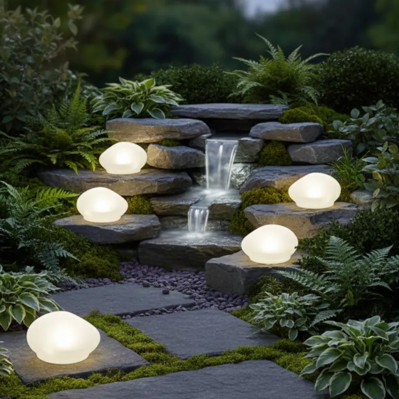 Solar White Rock Light Outdoor Decor
