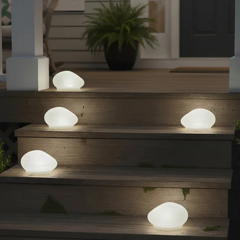 Solar White Rock Light Outdoor Decor