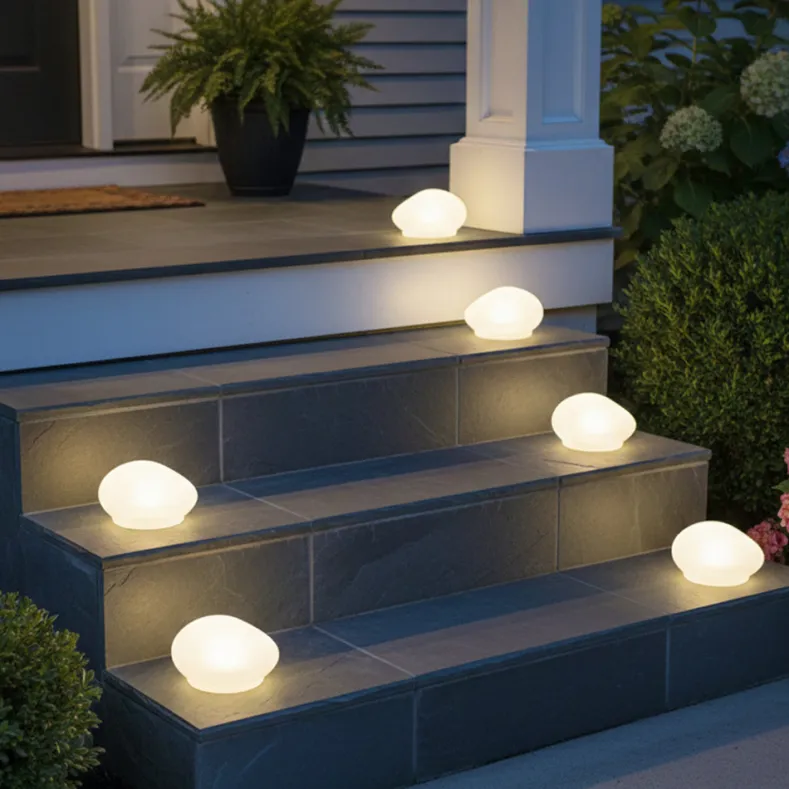Solar White Rock Light Outdoor Decor