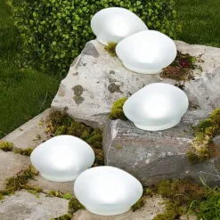 Solar White Rock Light Outdoor Decor
