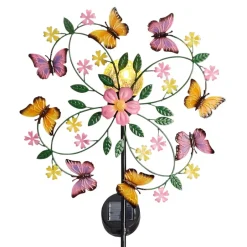 Spring Butterfly Spinning Solar Garden Stake