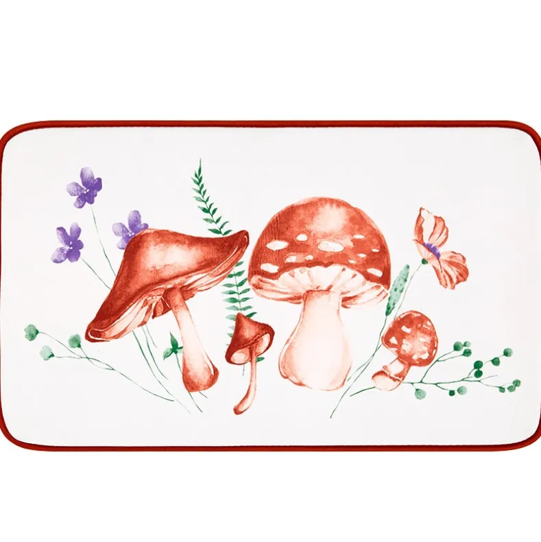 Spring Mushroom Shower Curtain, Bath Rug, Hand Towels, Valance or Hooks