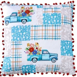 Spring Themed Embroidered Decorative Pillow