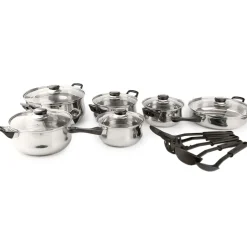 Stainless Steel Cookware Set with Utensils - 17-Pc.