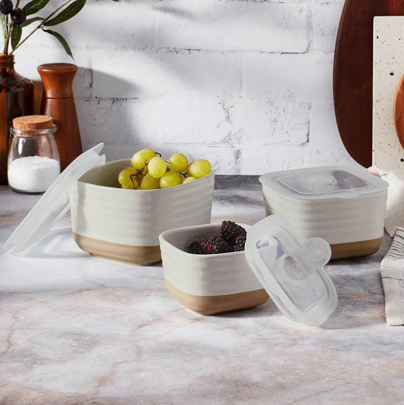 Stoneware Food Storage Container Set - 6-Pc.