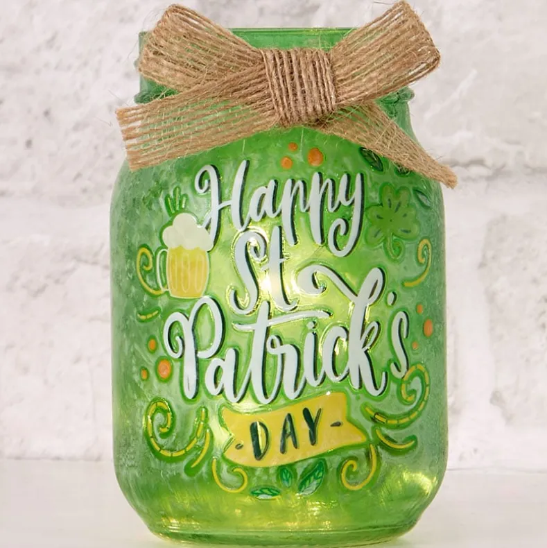 St Patrick's or Valentine's Fairy Light Mason Jar