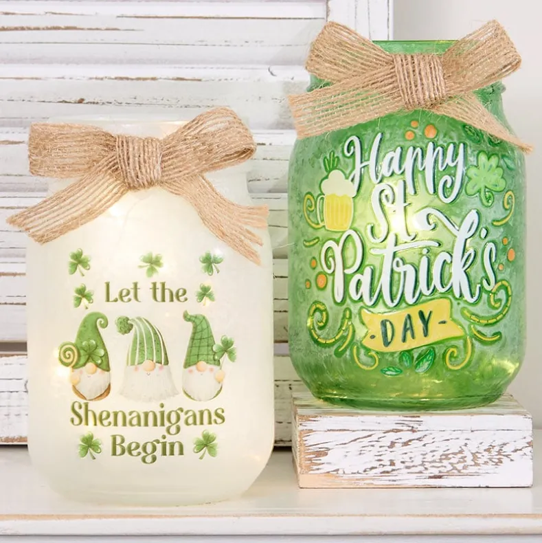 St Patrick's or Valentine's Fairy Light Mason Jar