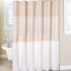 Stripe Dots Shower Curtain with Hooks