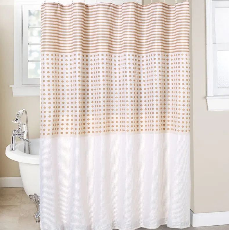 Stripe Dots Shower Curtain with Hooks