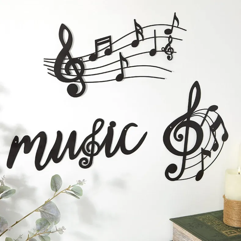 Stylish Metal Music Wall Art Decor Set of 2