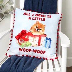 Summertime Pet Embroidered Decorative Pillow