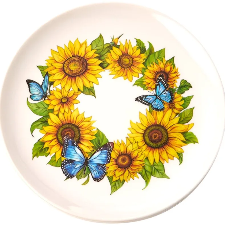 Sunflower and Butterfly 8" Melamine Plates - Set of 4