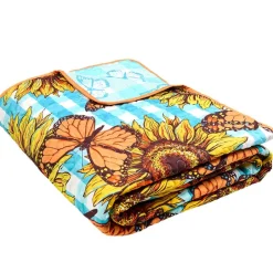 Sunflower Butterfly Full/Queen or King Quilt, Sham, or Decorative Pillow