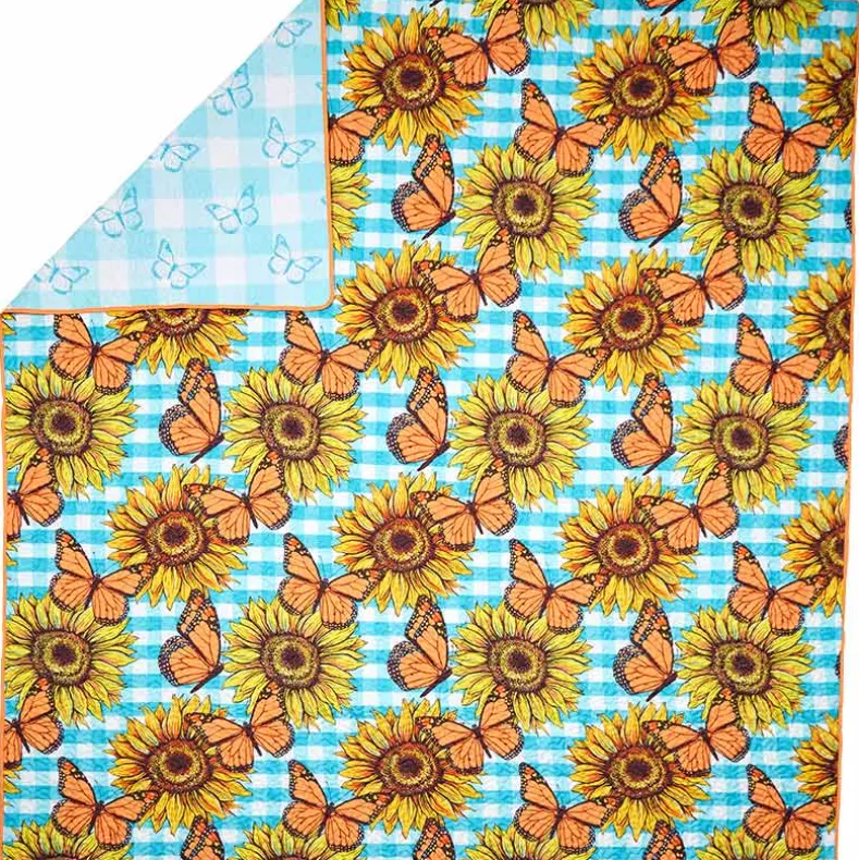 Sunflower Butterfly Full/Queen or King Quilt, Sham, or Decorative Pillow