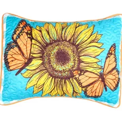 Sunflower Butterfly Full/Queen or King Quilt, Sham, or Decorative Pillow