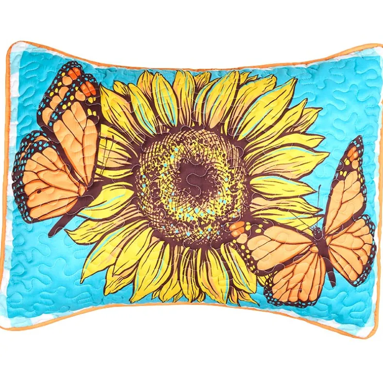 Sunflower Butterfly Full/Queen or King Quilt, Sham, or Decorative Pillow