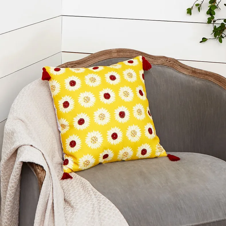 Sunflower Embroidered Decorative Pillow