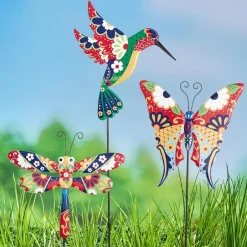 Talavera-Inspired Garden Stakes-Butterfly or Hummingbird
