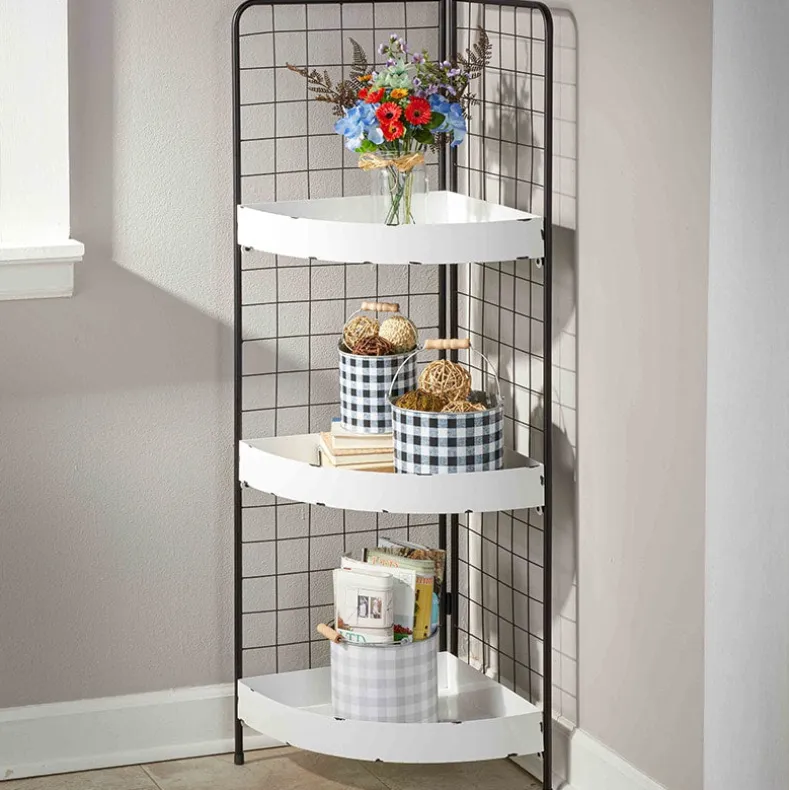 3-Tier Metal Corner Shelf