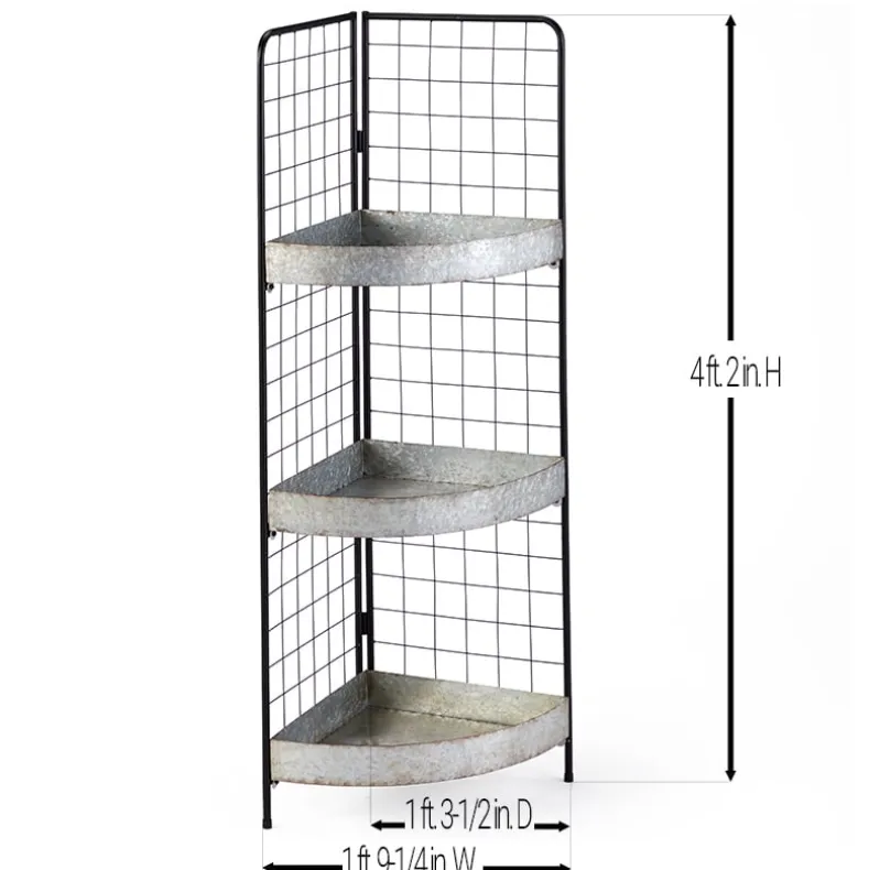 3-Tier Metal Corner Shelf