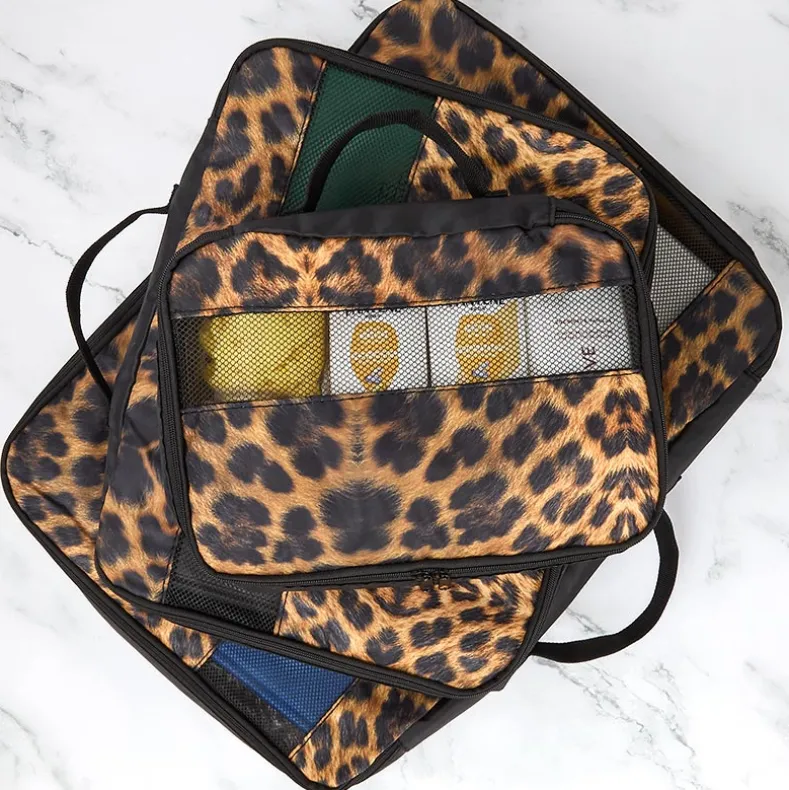 Travel Packing Cubes in Cheetah Print - Set of 3