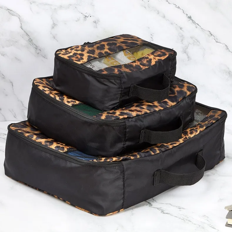 Travel Packing Cubes in Cheetah Print - Set of 3