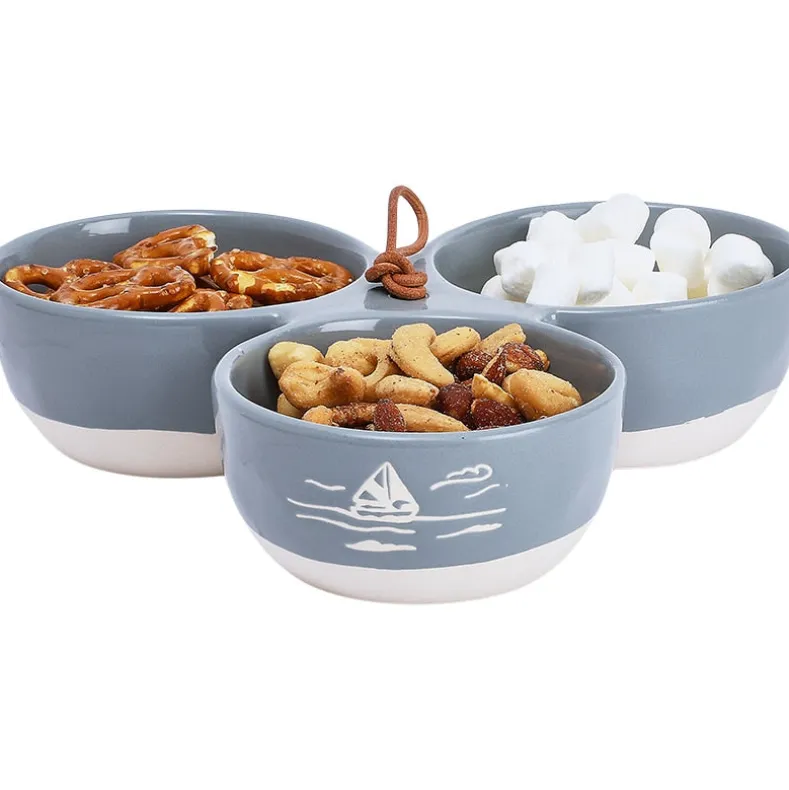 Triple Serving Bowl in Stoneware - Lake or Ocean