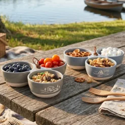 Triple Serving Bowl in Stoneware - Lake or Ocean