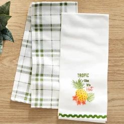 Tropical Embroidered Kitchen Towels, Set of 2