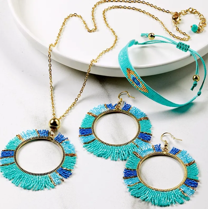 Turquoise Fringe Beaded Jewelry