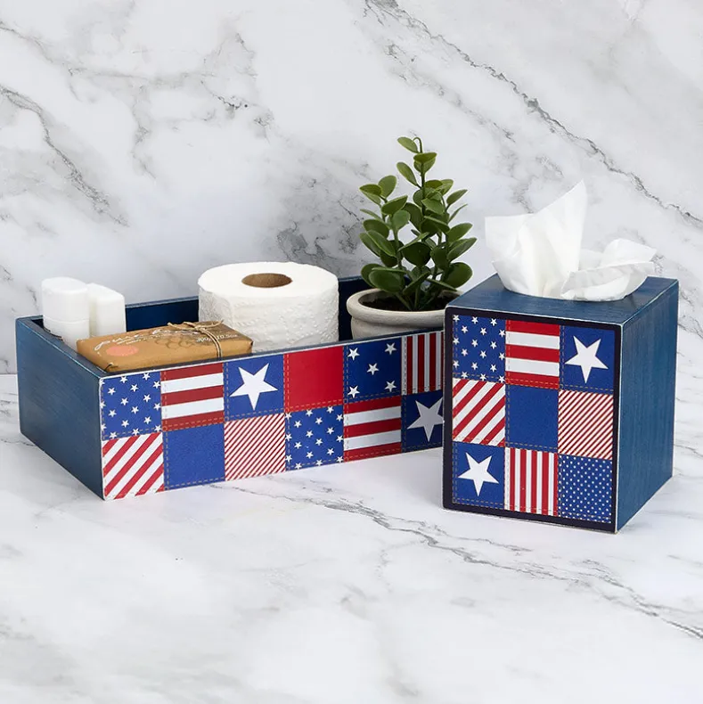 United States of Plaid American Flag Laundry Hamper