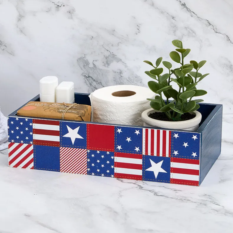 United States of Plaid American Flag Bathroom Storage Tray
