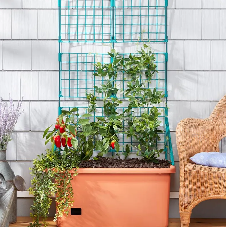 Vegetable Planter With Wheels And Trellis - 58 Inch Self Watering