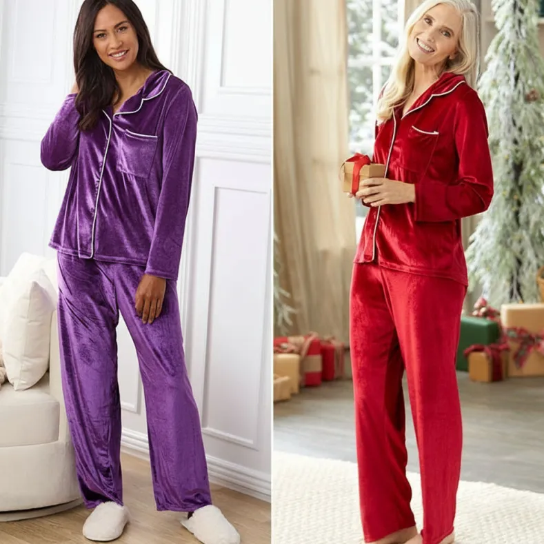 Velour Women's Pajama 2-Pc Set