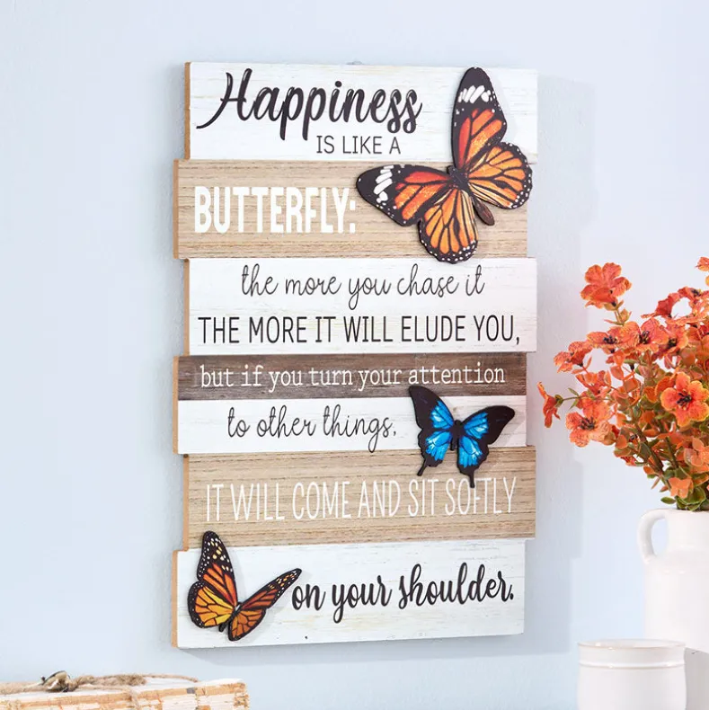 Vibrant Butterfly Sentiment Hanging Sign or Block Signs