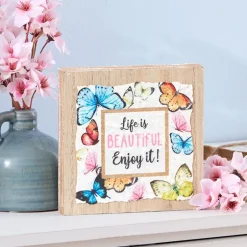 Vibrant Butterfly Sentiment Hanging Sign or Block Signs