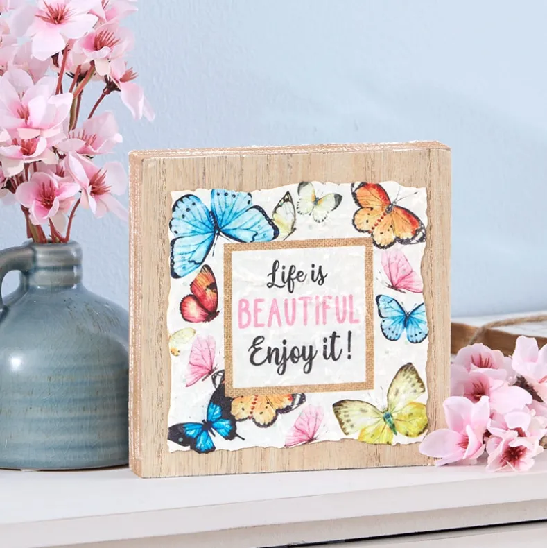 Vibrant Butterfly Sentiment Hanging Sign or Block Signs