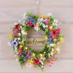 Vibrant Wildflower Garland or LED Candle Ring