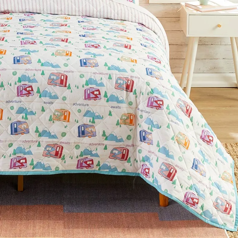 Vintage Camper Reversible Quilt, Sham, or Accent Pillow