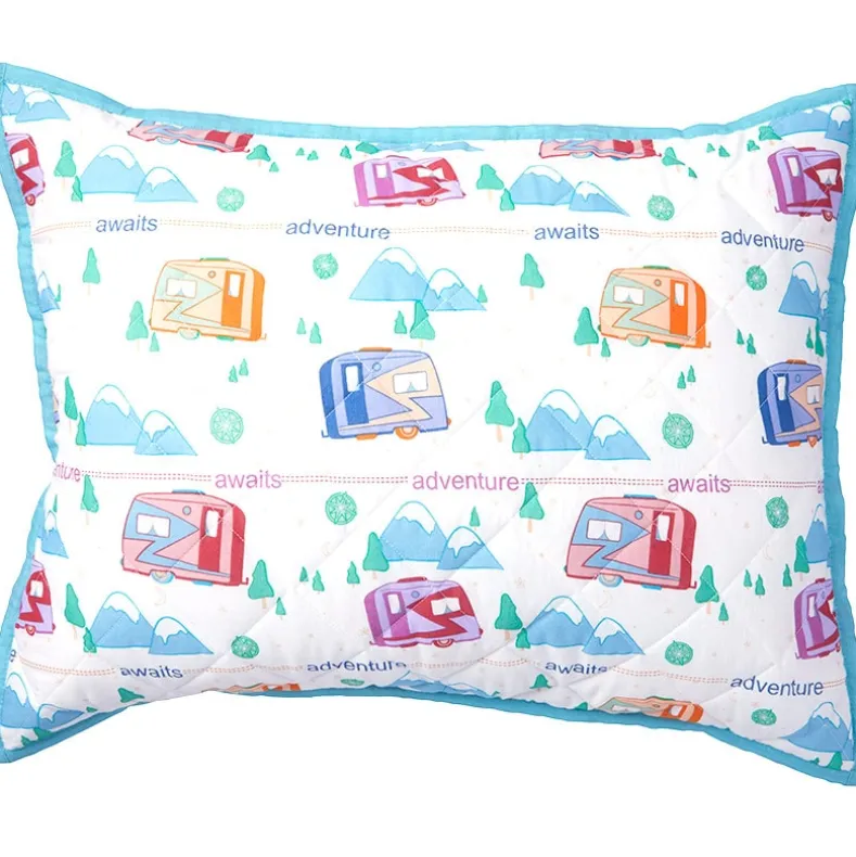 Vintage Camper Reversible Quilt, Sham, or Accent Pillow