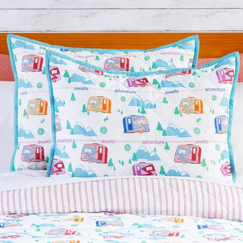 Vintage Camper Reversible Quilt, Sham, or Accent Pillow