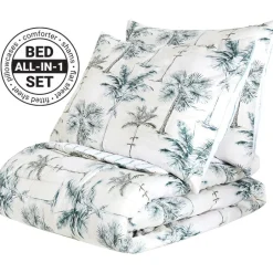 Vintage Palm Tree Queen or King Complete Comforter Set