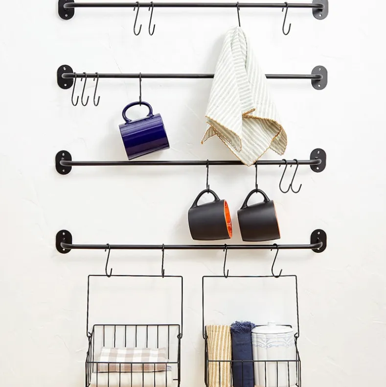 Wall-Mounted 4-Tier Coffee Mug Rack with Baskets