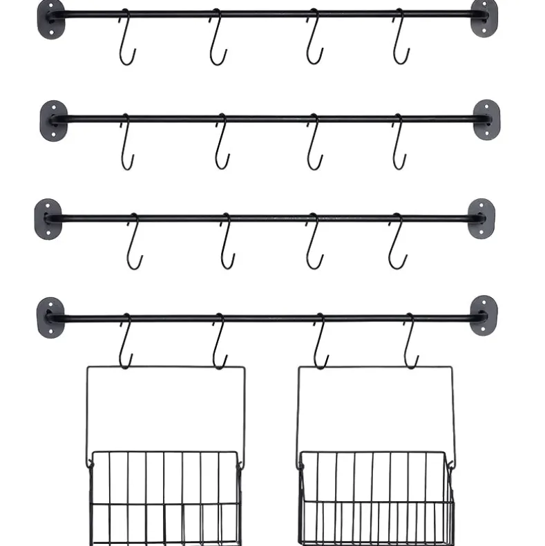Wall-Mounted 4-Tier Coffee Mug Rack with Baskets