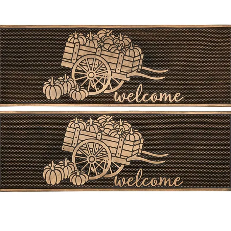 Welcome Garden Wagon Rubber Doormat or Set of 2 Rubber Stair Treads