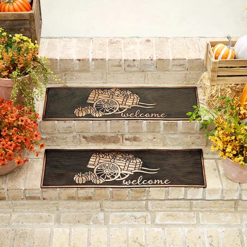 Welcome Garden Wagon Rubber Doormat or Set of 2 Rubber Stair Treads