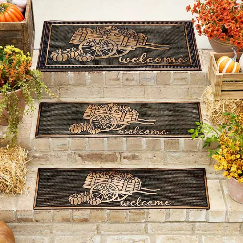Welcome Garden Wagon Rubber Doormat or Set of 2 Rubber Stair Treads