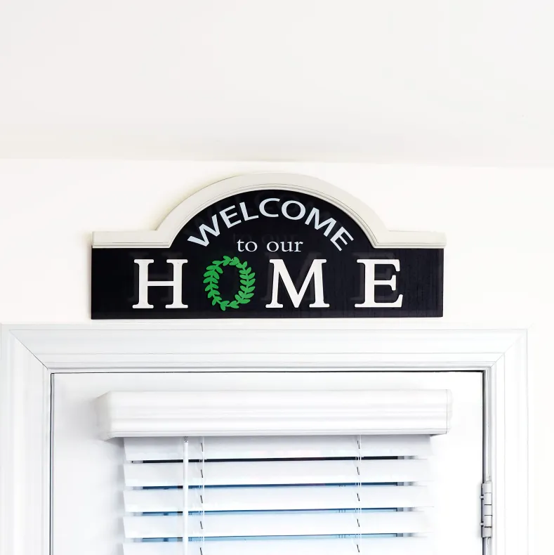 Welcome To Our Home Black Doorway Sign